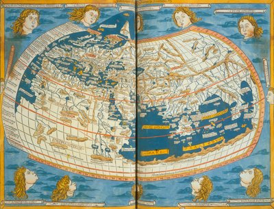 Map of the world, based on descriptions and co-ordinates given in 